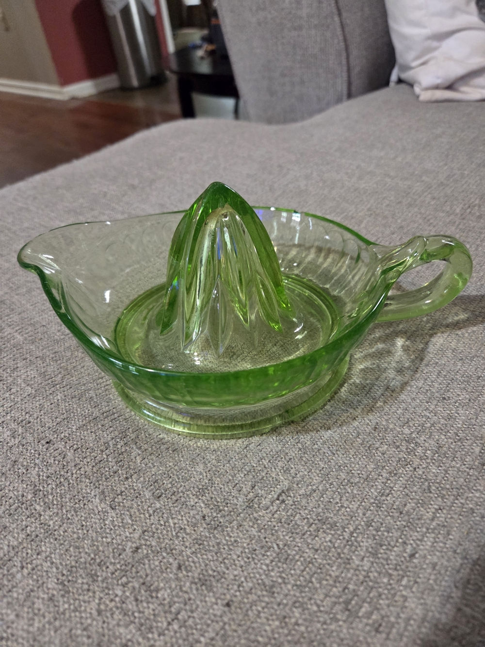 Vintage Green Glass Citrus Juicer Reamer